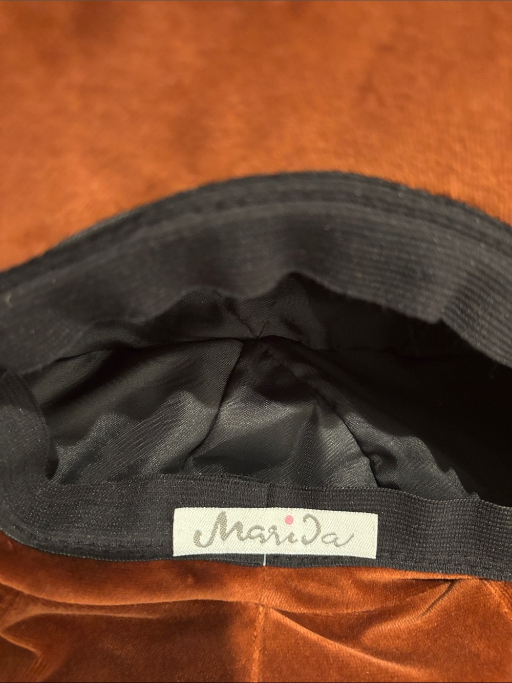 Y2K MARIVDA RUST VELVET NEWSBOY CAP RETRO MOD BOHO COTTAGECORE SZ XL 8.5" - Picture 7 of 7